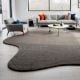 Handcrafted Solid Grey Organic Shape Modern Rug